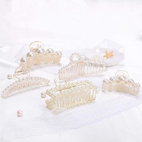 Miniatura 3 de NAISEIR - Pinzas para el cabello con perlas, pinza grande para mujeres y niñas, pinza antideslizante para el cabello, accesorios de peinado para