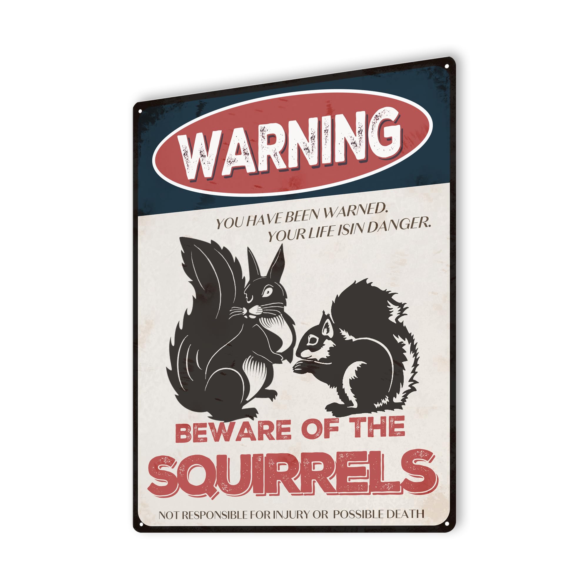 Warnschild „Beware Of Squirrel“ – Vintage Metallschild 20x30 Cm Für Garten, Büro & Deko