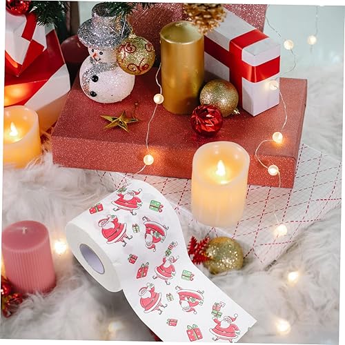 Miniatura 8 de NOLITOY 4 rollos de papel higiénico de Navidad, servilleta de Navidad para cocina, relleno de calcetines de Navidad, toalla de cocina desechable,