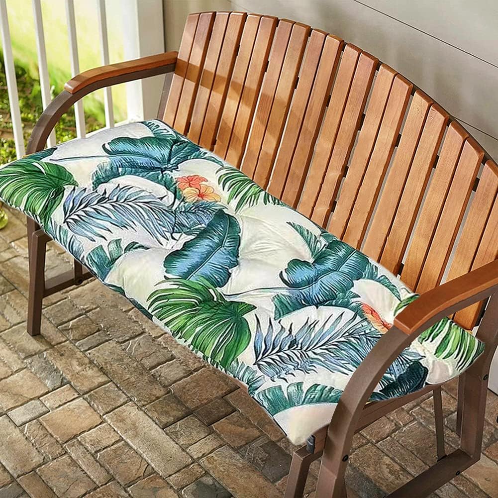 Srutirbo Waterproof Outdoor Bench Cushion, 48"x20", Swing Cushion Patio Furniture Cushions 3 Seater, for Garden Patio Furniture Lounger Bench (Leaf, 48x20 in)