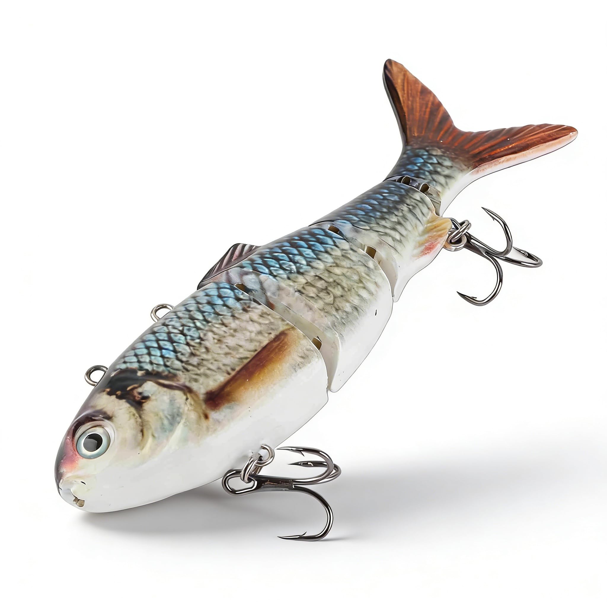 Dpofirs Esca da pesca elettrica, esca da nuoto robotica, multi snodata, ricaricabile con luce LED verde