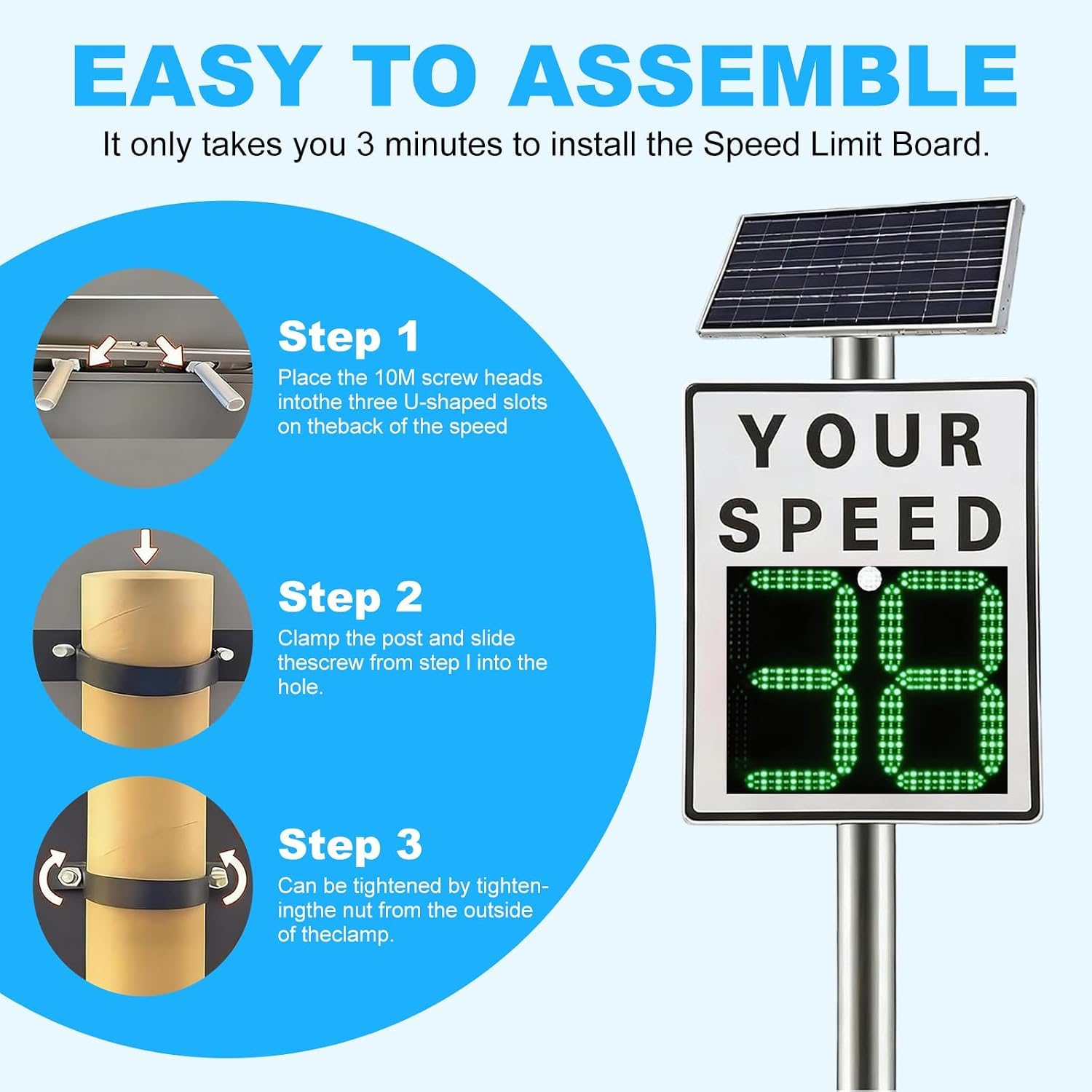 Panneaux De Limitation De Vitesse À LED Alimentés À Lénergie Solaire, Panneau Radar De Vitesse Solaire Homologué Fcc, Certifié Ce Et Conforme Rohs, Détecteur De White 60X75cm
