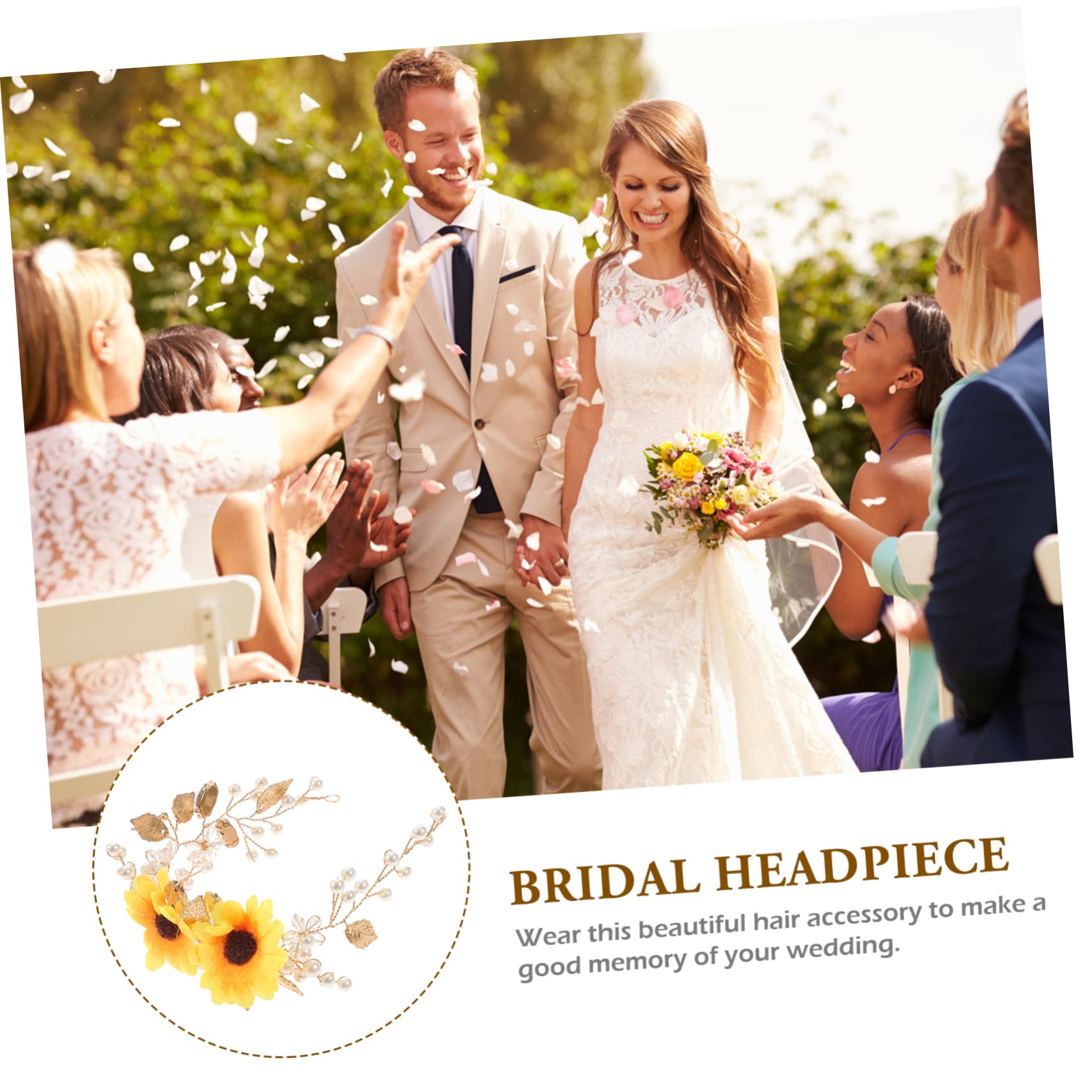 CALLARON Sunflower Bride Headband Wedding Tiara Decorative Floral Hair Accessory for Women Special Occasions Proms Bridal Showers - Image 4