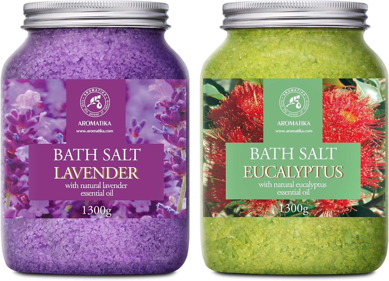 Bath Sea Salt Set 2х46Oz - Lavender & Eucalyptus - Natural Lavender Essential Oil - Eucalyptus Essential Oil - Aromatherapy - Relaxing - Calming - Body Care - Beauty - Bathing - Spa