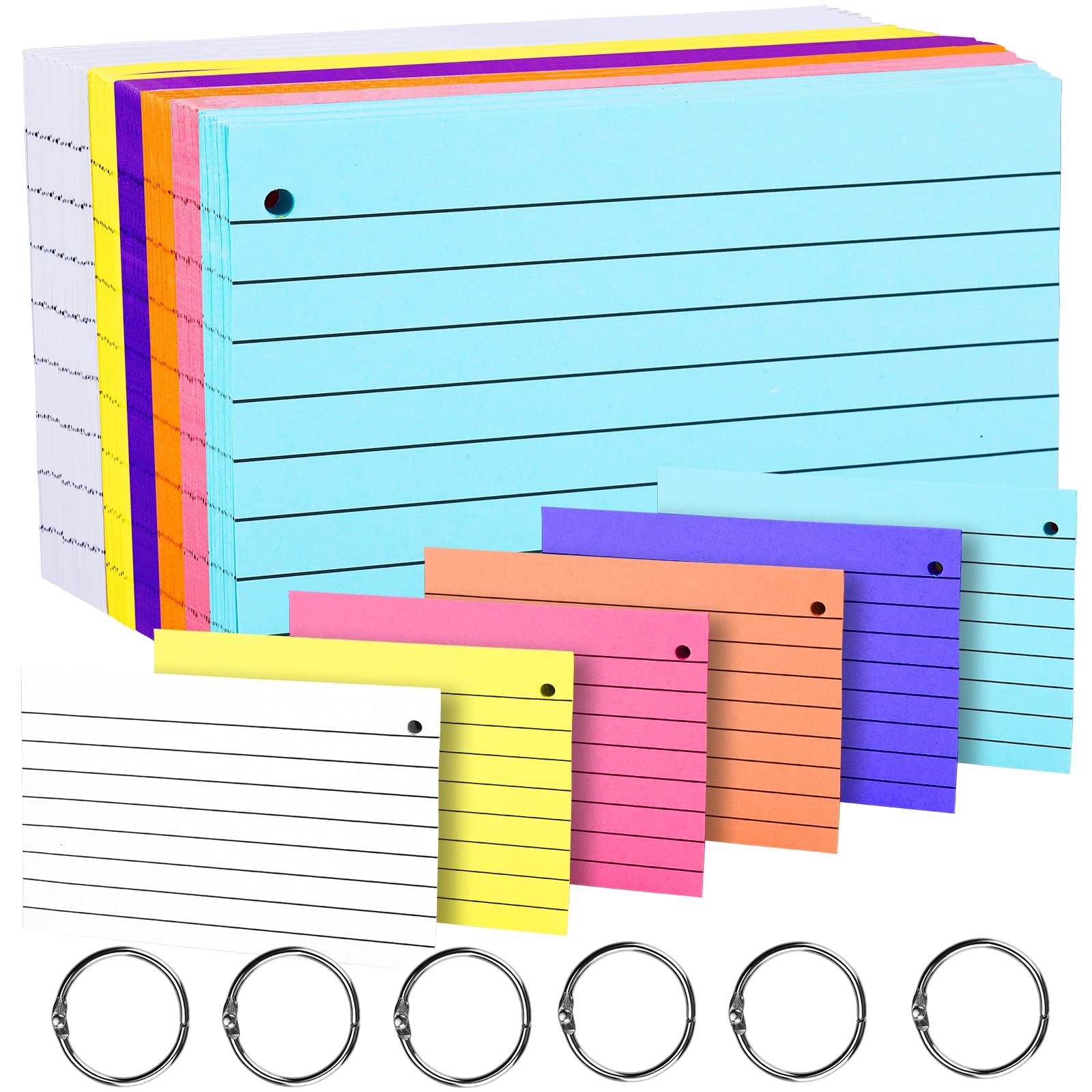 Amazon.com : Essenya 300PCS Index Cards 3x5 Flash Cards, 6 Sets Colored  Index Cards with 6 Binder Ring, Ruled and Blank Index Cards, Lined Index  Cards, Note Cards Study Cards Flashcard for