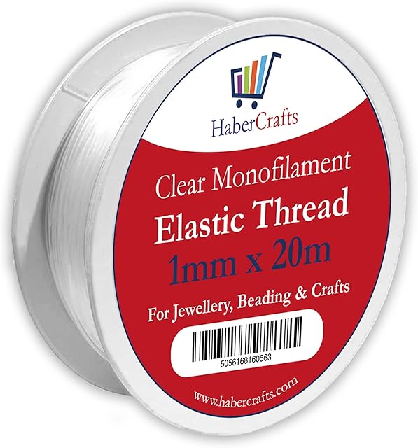 1mm Clear Elastic Thread Stretchy Elastic For Bracelet Making Bracelet Clear Elastic For Jewellery Making Elasticated String Bracelets Necklace Beading Decorations Jewellery (1mm x 20m - 1 Spool)