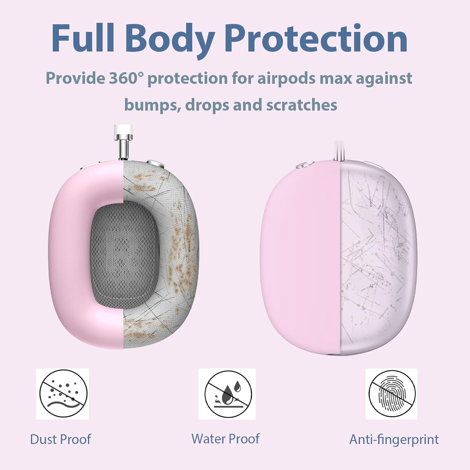 Case for Apple Airpods Max 2/ Airpods Max Headphones, Travel Portable Headphone Hard Case Cover Bag, Mesh Pouch with Zipper for Charger and Accessories (Pink-2-DT)