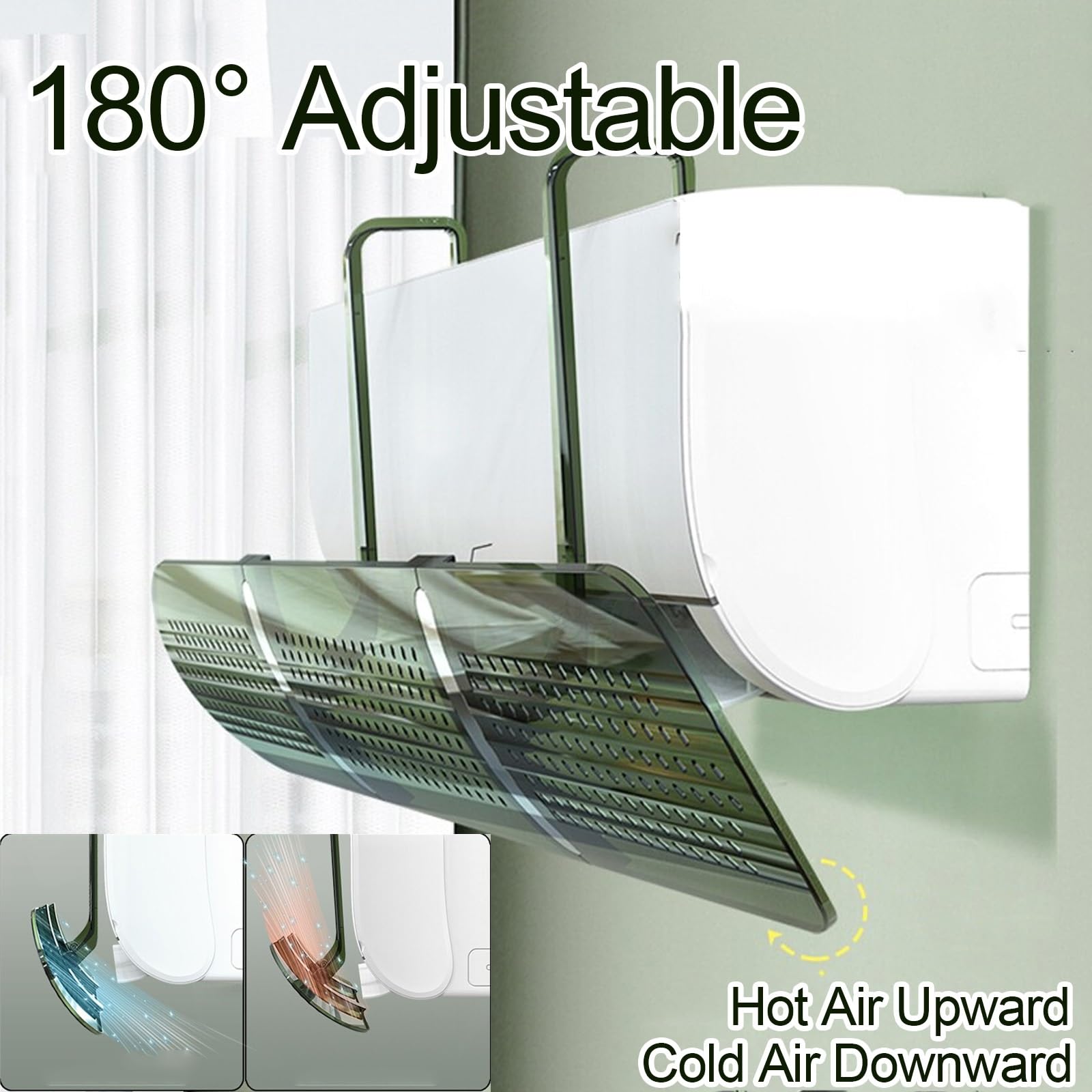 Deflettore Climatizzatore Trasparente a Parete 103x14,5cm, Barriera Condizionatore Regolabile a 180°, Anti Getto Diretto