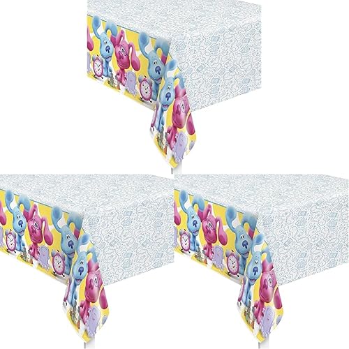 Miniatura 6 de Vibrant Blue's Clues - Mantel multicolor para mesa, 54 x 84 pulgadas (1 unidad), mantel rectangular de plástico duradero, decoración perfecta para