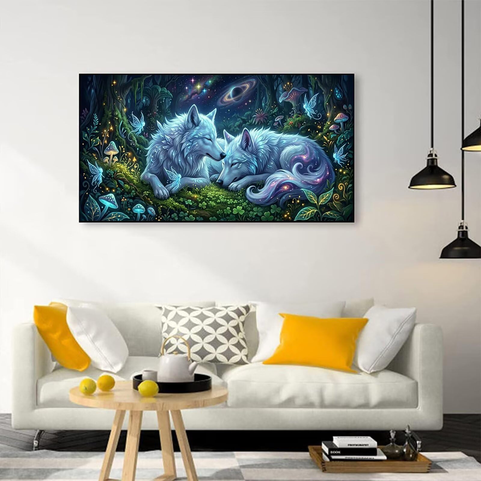 Wolf Diamond Painting Erwachsene XXL 70x140cm Diamant Painting Bilder Tier, 5D Vollbohrer Diamond Art Kit Basteln Set Kinder Mädchen, DIY Stickerei Malerei Kristall Strass für Zuhause Deko C6-230