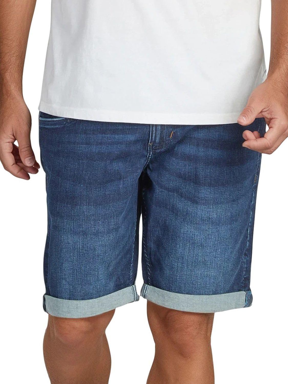 Timezone Jeans Shorts Herren Stretch Kurz Slim Fit StevieTZ Kurze Hosen Bermuda Shorts Sommer Denim Einfarbig Blau 30 31 32 33 34 36 38 40