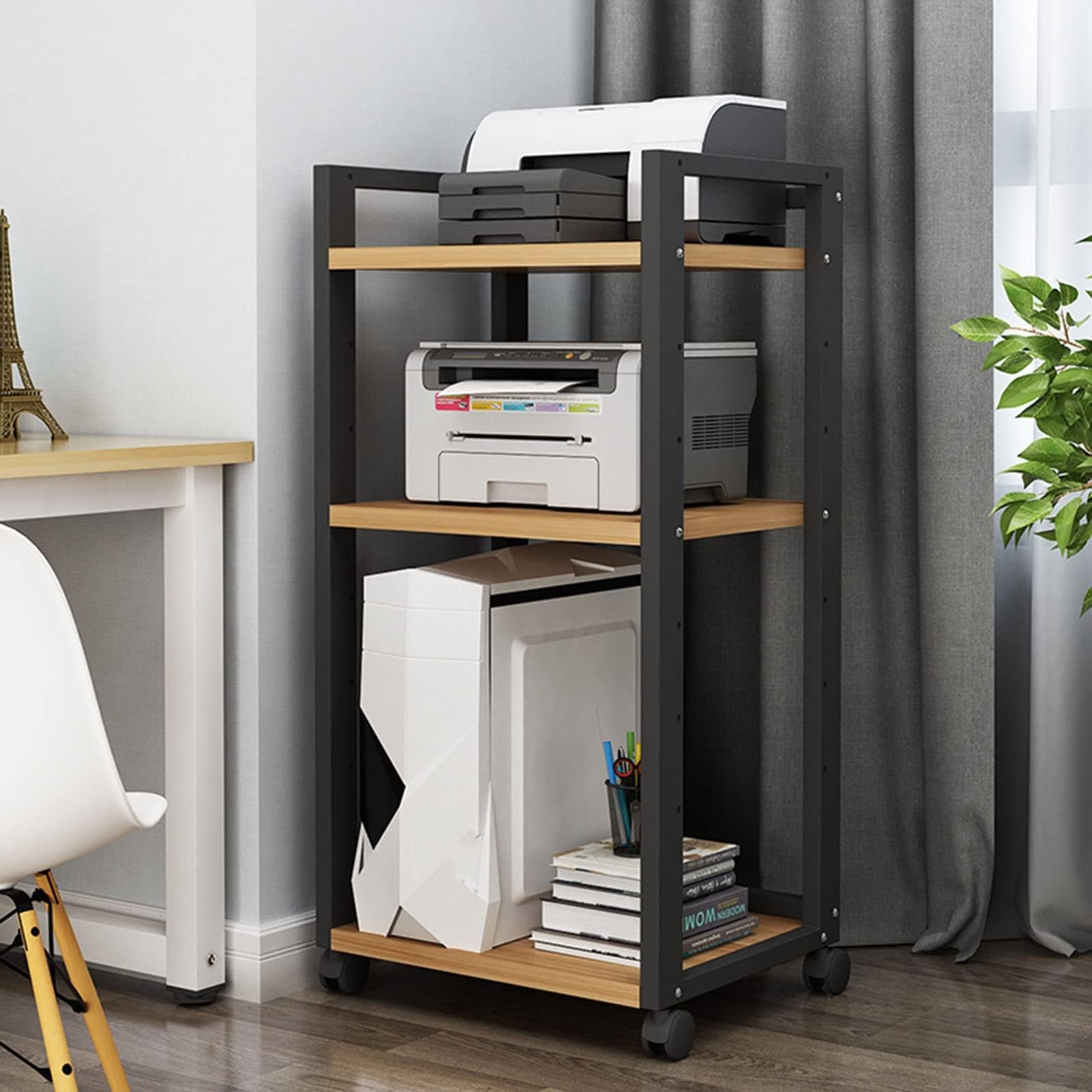 Stand for media AV a 4 livelli, scaffale della console for equipaggiamento for videogiochi di intrattenimento regolabile, for la soggiorno della sala da gioco teatro(Black)