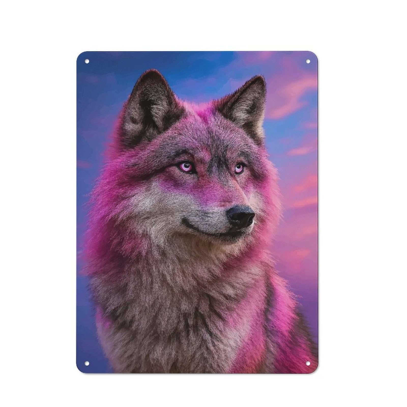 Junmoney Style-5 Wolf Portrait Rustic Metal Sign 40X30cm For Garden Room Or Summerhouse, For Themed Interiors In Garden Rooms And Summerhouses
