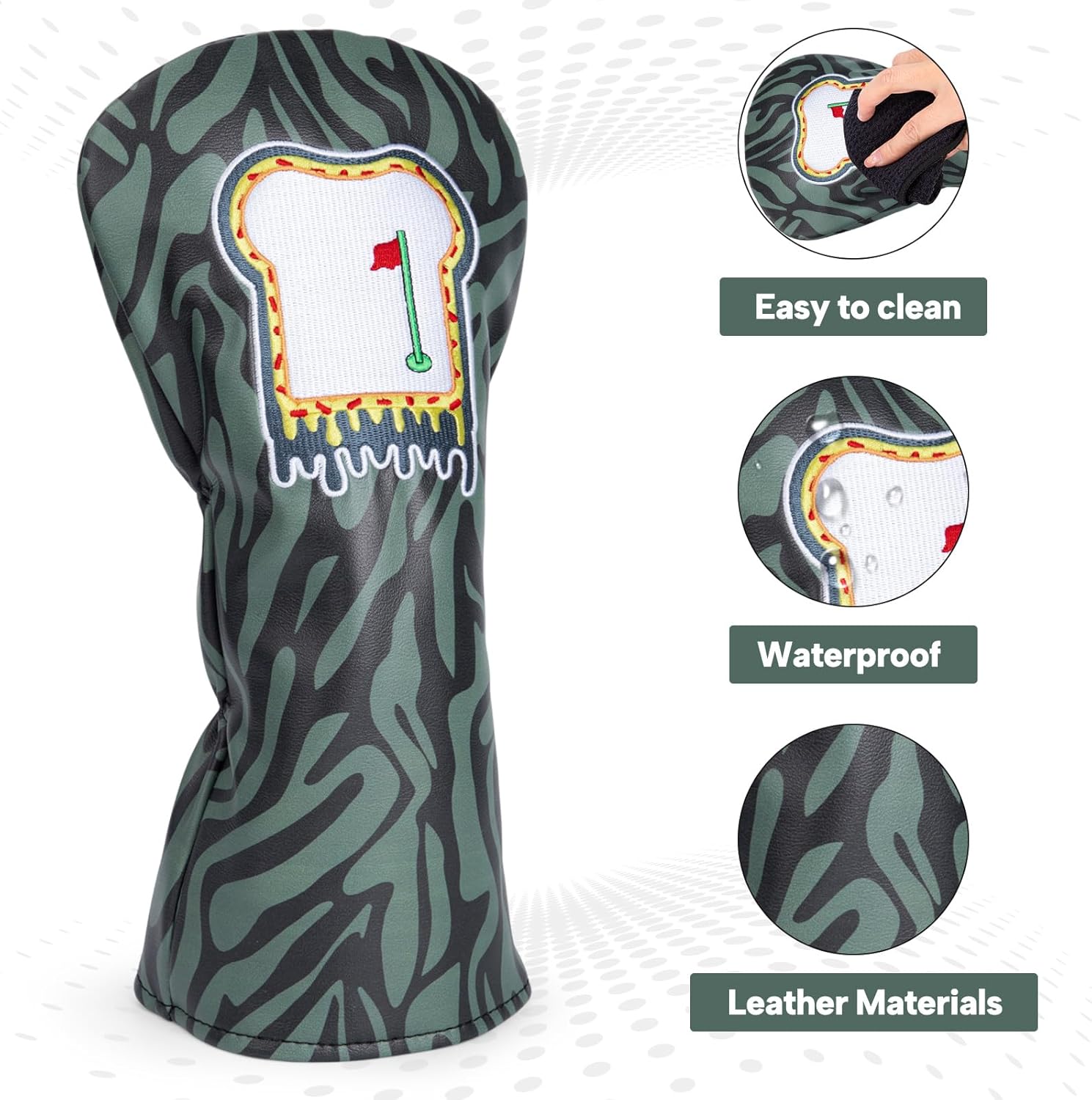 Golf Club Covers Funny Toast Premium Embroidery Driver Headcovers Fariway Wood Head Cover Hybrid Covers Leahter Golf Headcovers for Most Brand
