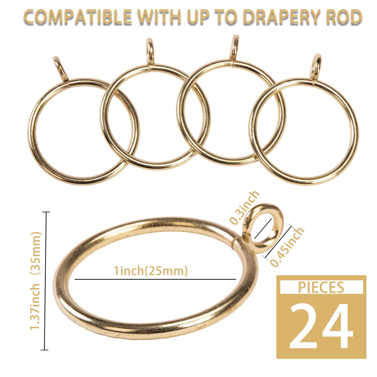 Curtain Rings with Eyelet for Curtain Rods 25mm Inner Diameter Metal Drapery Eyelet Curtain Rings 24 Pcs Gold TXZWJZ - Image 2