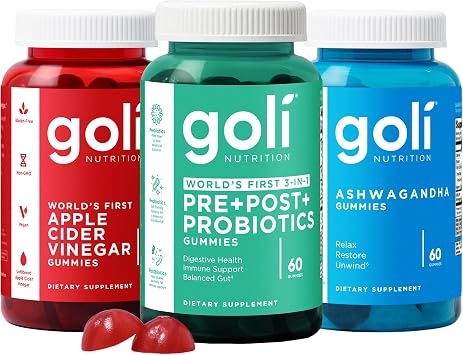 Power Wellness Trio for Stress, Gut & Immune - Worlds First 3-in-1 Pre, Post, Probiotic, Apple Cider Vinegar & Vitamin B12, Ashwagandha & Vitamin D Gummies. Gluten-Free, Vegan, Non-GMO & Gelatin-Free