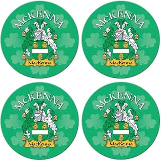 McKenna Irish Family Surname Round Cork Backed Coasters Set of 4  - Compare price