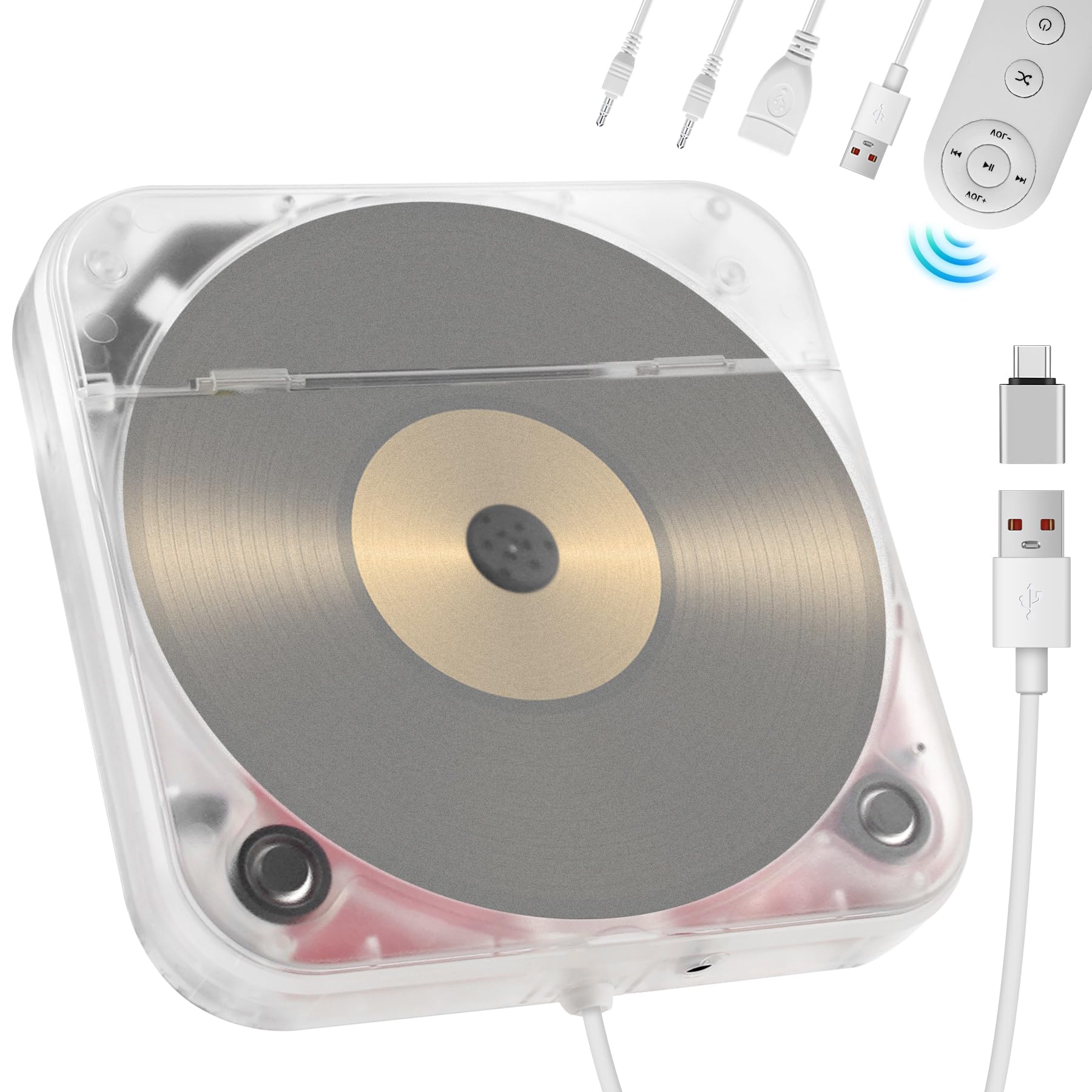 Auto CD Player mit USB-Anschluss, Universal Extern CD Player für Auto PKW LKW, Extra 1M USB-Verlängerungskabel, Externes CD Laufwerk für Laptop, PC, Fernseher, kompatibel mit Android Autoradio