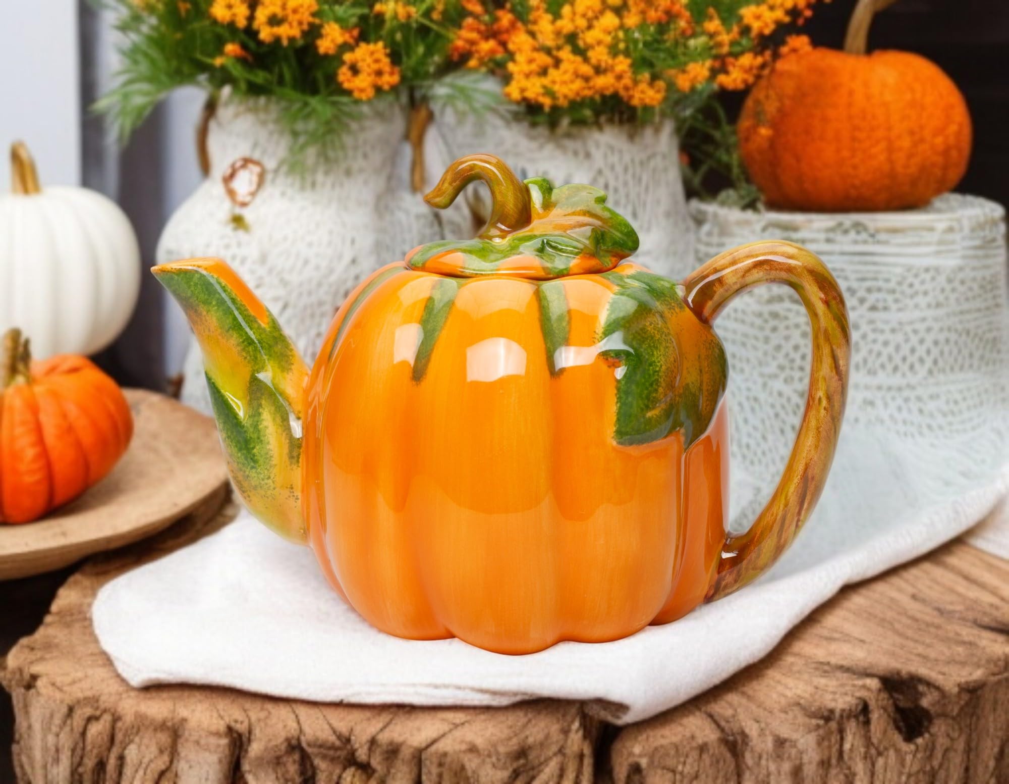 Amazon.com: Fine Ceramic Pumpkin Teapot, 8