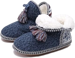 Women's Faux Cashmere Knit House Slipper Booties Cotton Quilted Warm Indoor Ankle Boots
