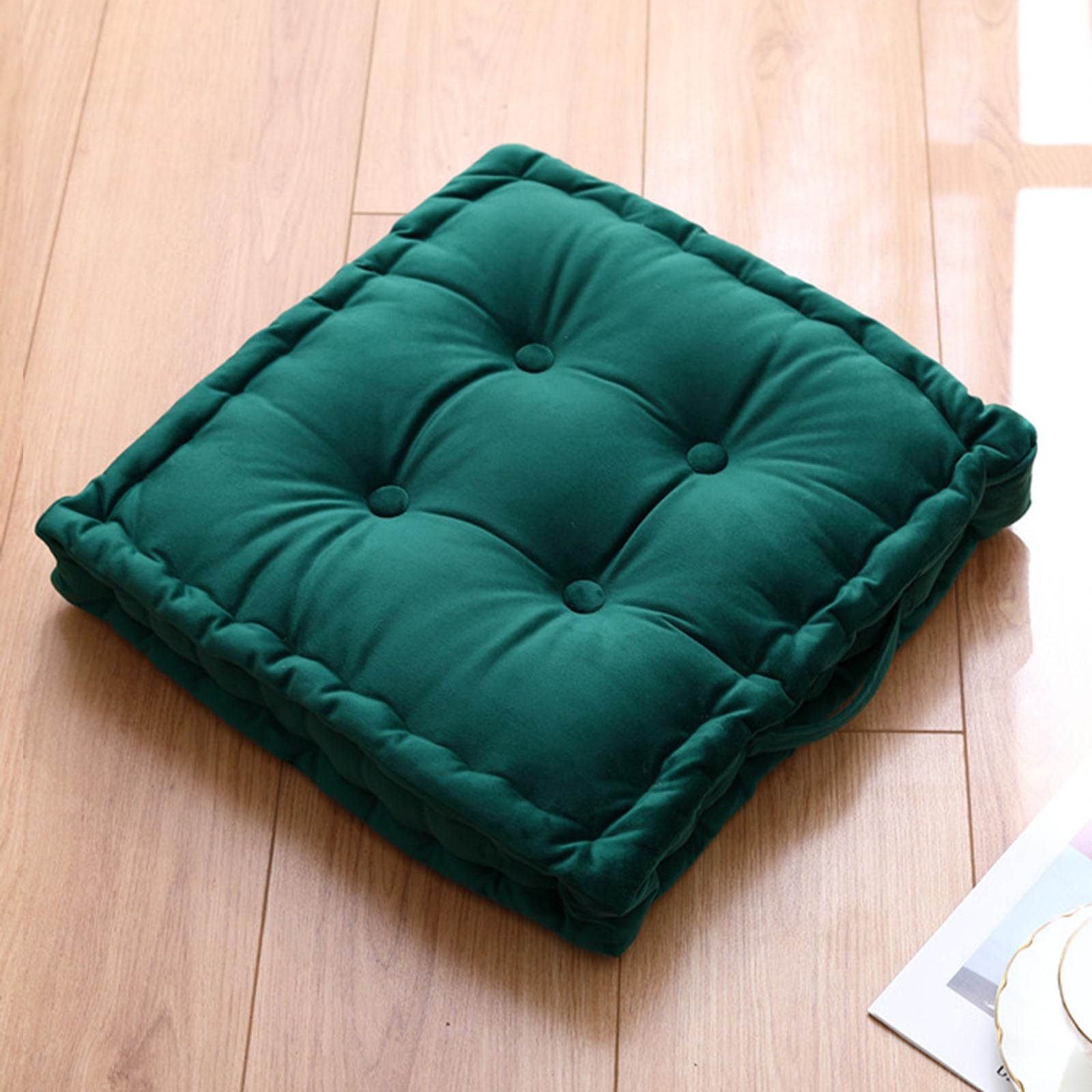 KNVSS Floor Pillow Meditation Floor Pillow Thick Square Floor Cushions Dutch Velvet Meditation Cushion Floor Seating for Tatami School Chair Yoga Living Room, 45x45cm(17.7x17.7), Green