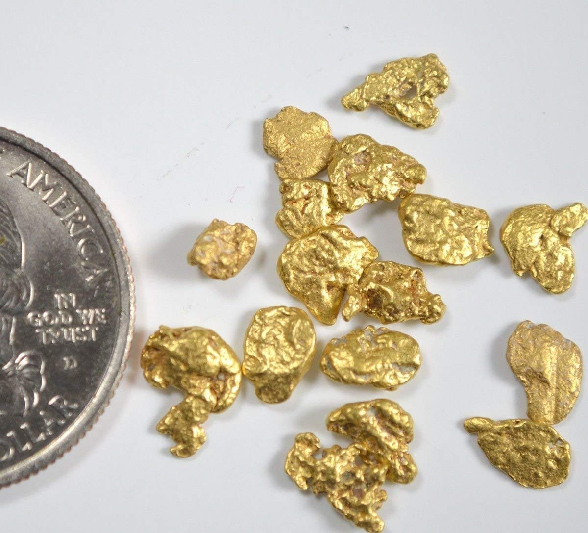 Alaskan Yukon BC Gold Rush Nuggets #6 Mesh 5 Grams of Clean Gold Flakes.