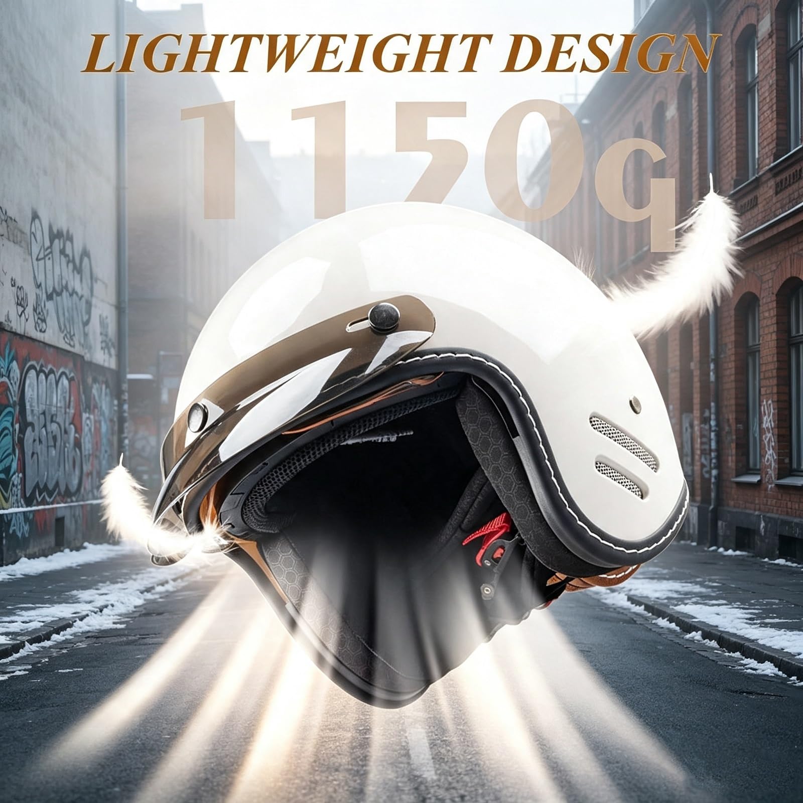 Kask Motocyklowy Otwarty Jet ECE 22.06 Rebel Retro Vintage z Blendą