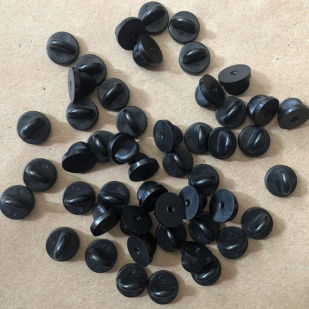 Rubber Pin Back, Butterfly Clutch Backings, Pin Safety Backs for Brooch Tie Hat Badge Insignia, Pin Backing Holder Clasp, Black(50pcs)