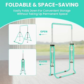 FINGER TEN Kids Gymnastics Bar Foldable with Flying Ring | Adjustable Height for Growing Kids, Stable Training Support, Easy Indoor Outdoor Use, Fun Exercise Activity