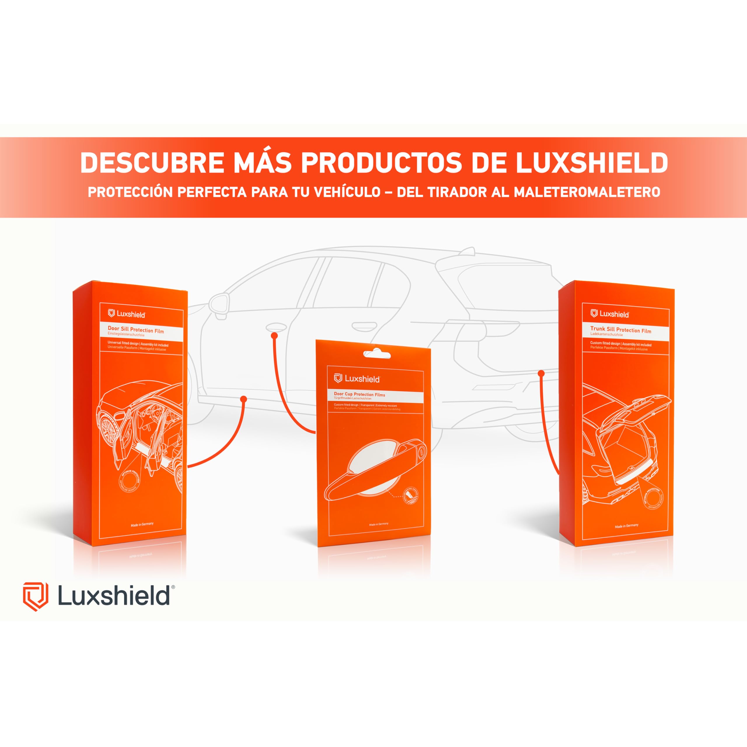 Luxshield Película Protectora Maletero Juego Completo para Mercedes Benz GLC 2 (II) X254 I 2022-2026 - Protección Parachoques contra Rasguños, Pintura - Transparente