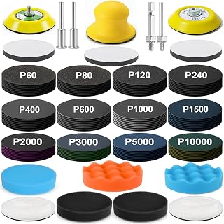 137Pcs 3 Inch Sanding Disc Polishing Kit, Wet Dry Sandpaper Set 60-10000 Grit with Wool and Sponge Pads, Hook & Loop Sanding Discs with Drill Backing Plates for Car, Wood, Metal, Resin, Glass