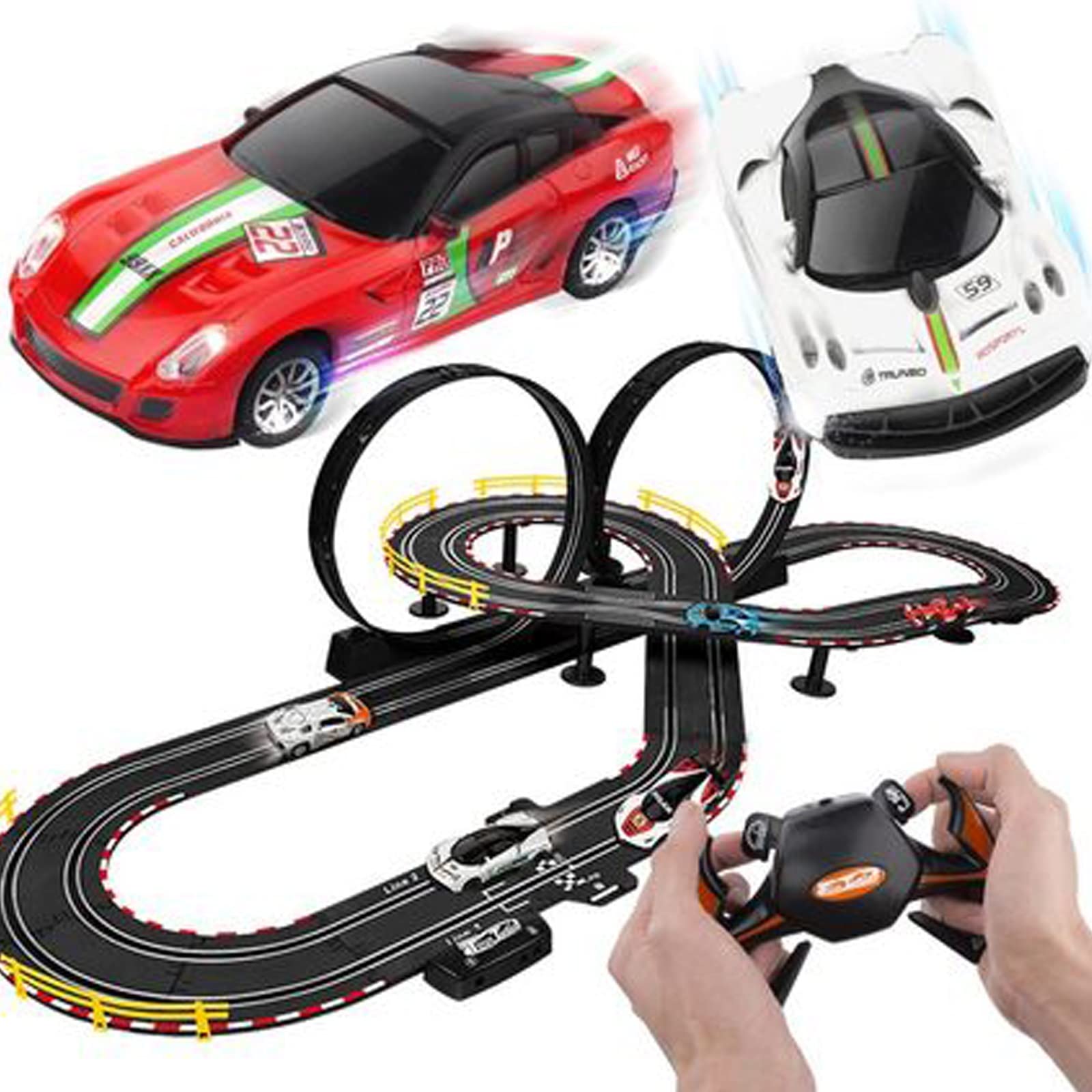 Buy HGGOP 7.4M Electric Racing Tracks High Speed Super Loop Circuit Track Set 143 Slot Car Race