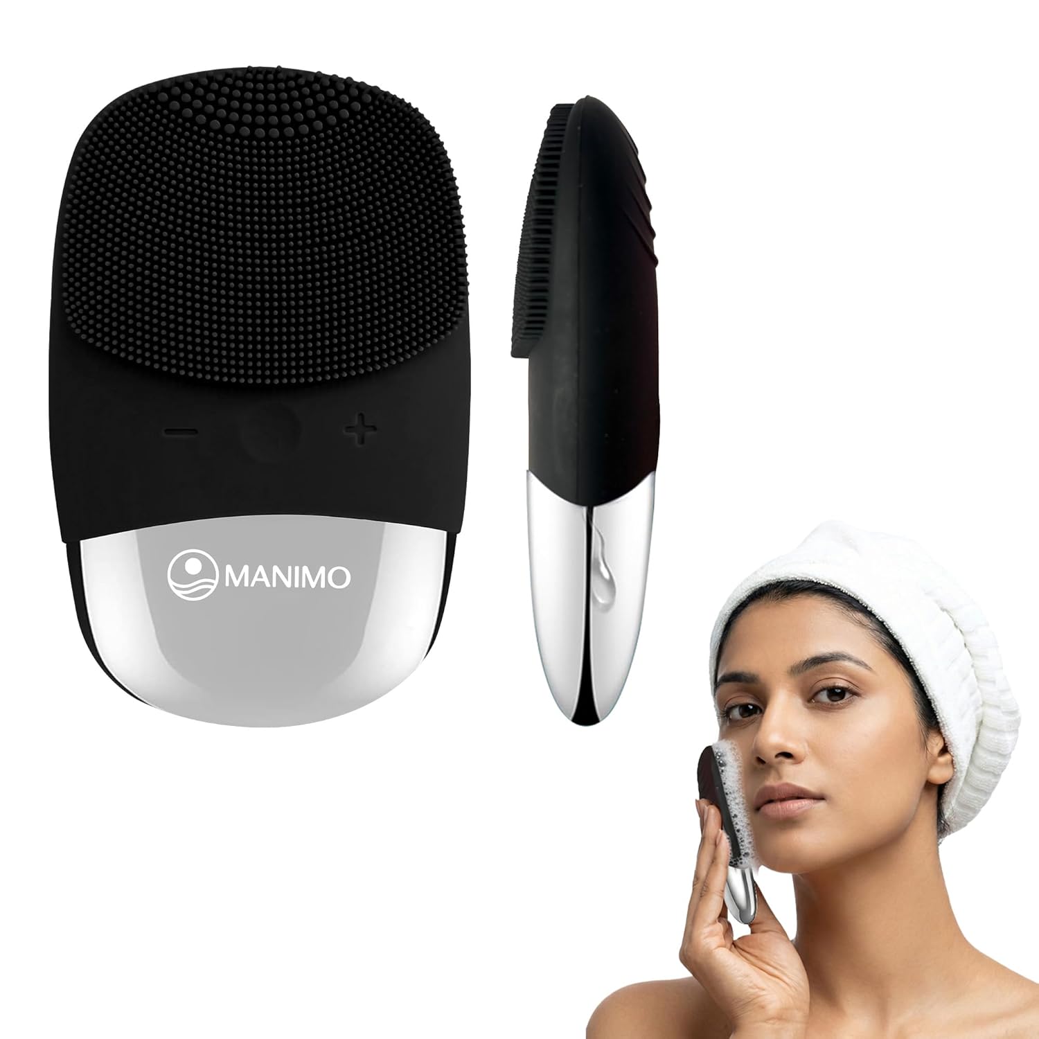 Manimo Smart Electric Face Cleanser | 5-Speed Sonic Pulsation & Smart Memory Technology | Dermatologist Approved Silicone Scrubber for Deep Cleansing, Exfoliating, & Blackhead Removal | Women and Men – Black