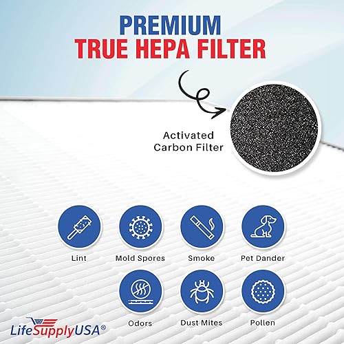 Miniatura 4 de LifeSupplyUSA Paquete de 2 unidades de repuesto True HEPA compatible con limpiadores de aire GermGuardian FLT5000FLT511 AC5000 Series, filtro C
