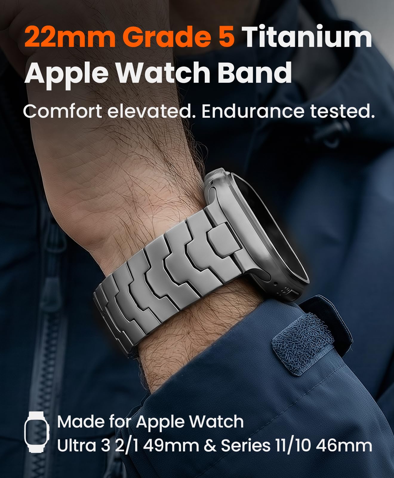 AGIS02 tytanowy pasek do zegarka Apple Watch Ultra 3, Ultra 2, Ultra 49 mm, regulowany pasek do zegarka Ultra Watch, metalowy pasek z zapięciem motylkowym, lekki i trwały pasek do zegarka