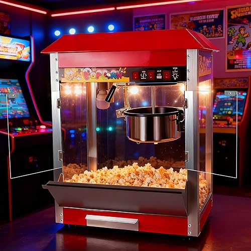 Miniatura 3 de Professional Popcorn Maker Machine, 10 Oz Kettle & 1300W for 60 Cups, Authentic Theater Style Popper with Premium Stainless Steel and Safety Glass,