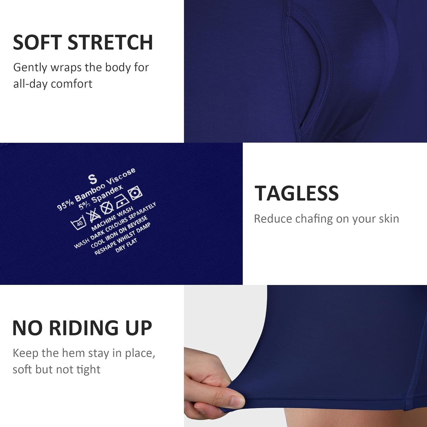 Men’s Boxer Briefs 6-Pack – Ultra-Soft Viscose Underwear, Breathable Moisture-Wicking Fabric, No Ride-Up Fit - Image 3