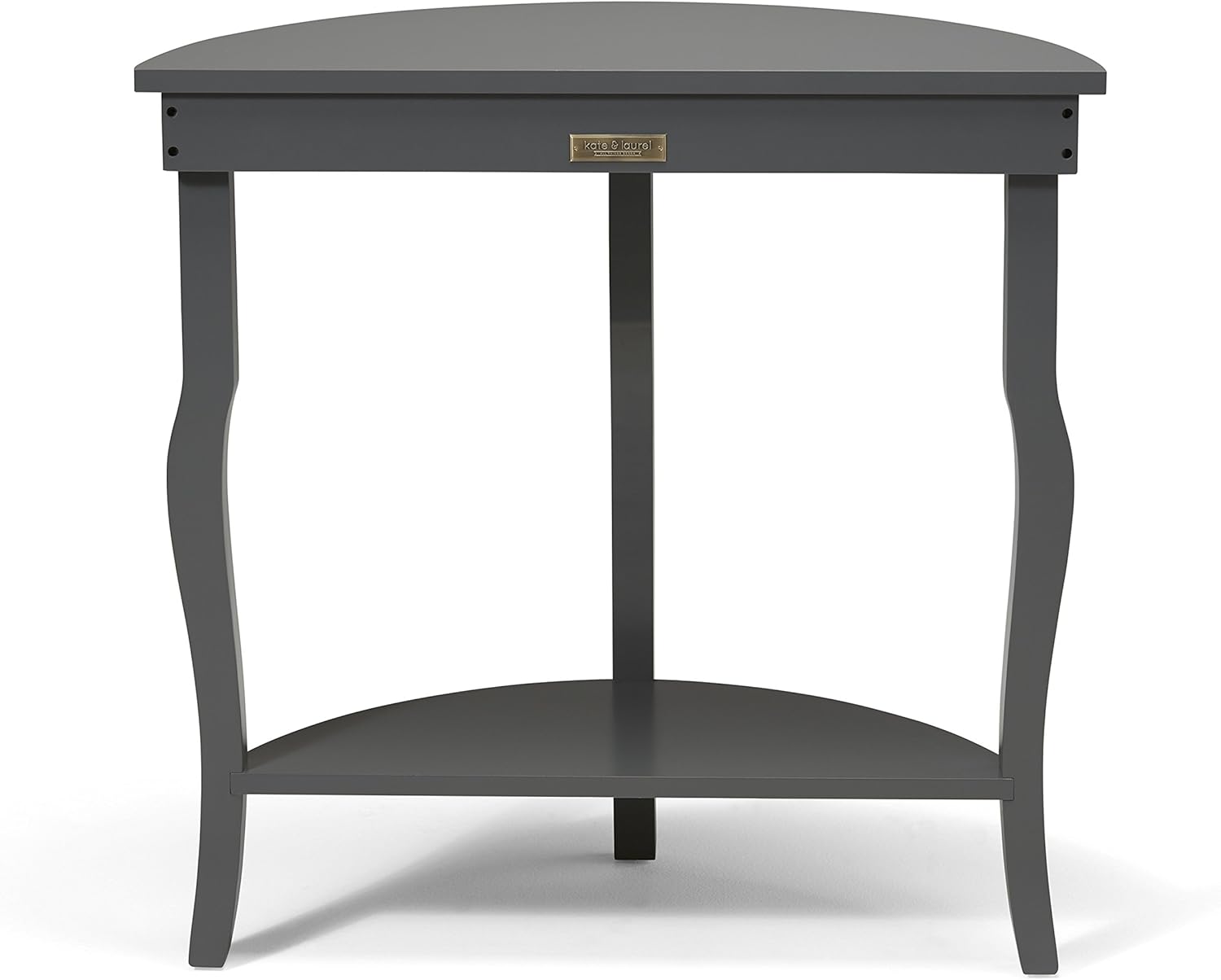 Kate and Laurel Lillian Half Moon Wood Console Table with Curved Legs and Shelf, Gray