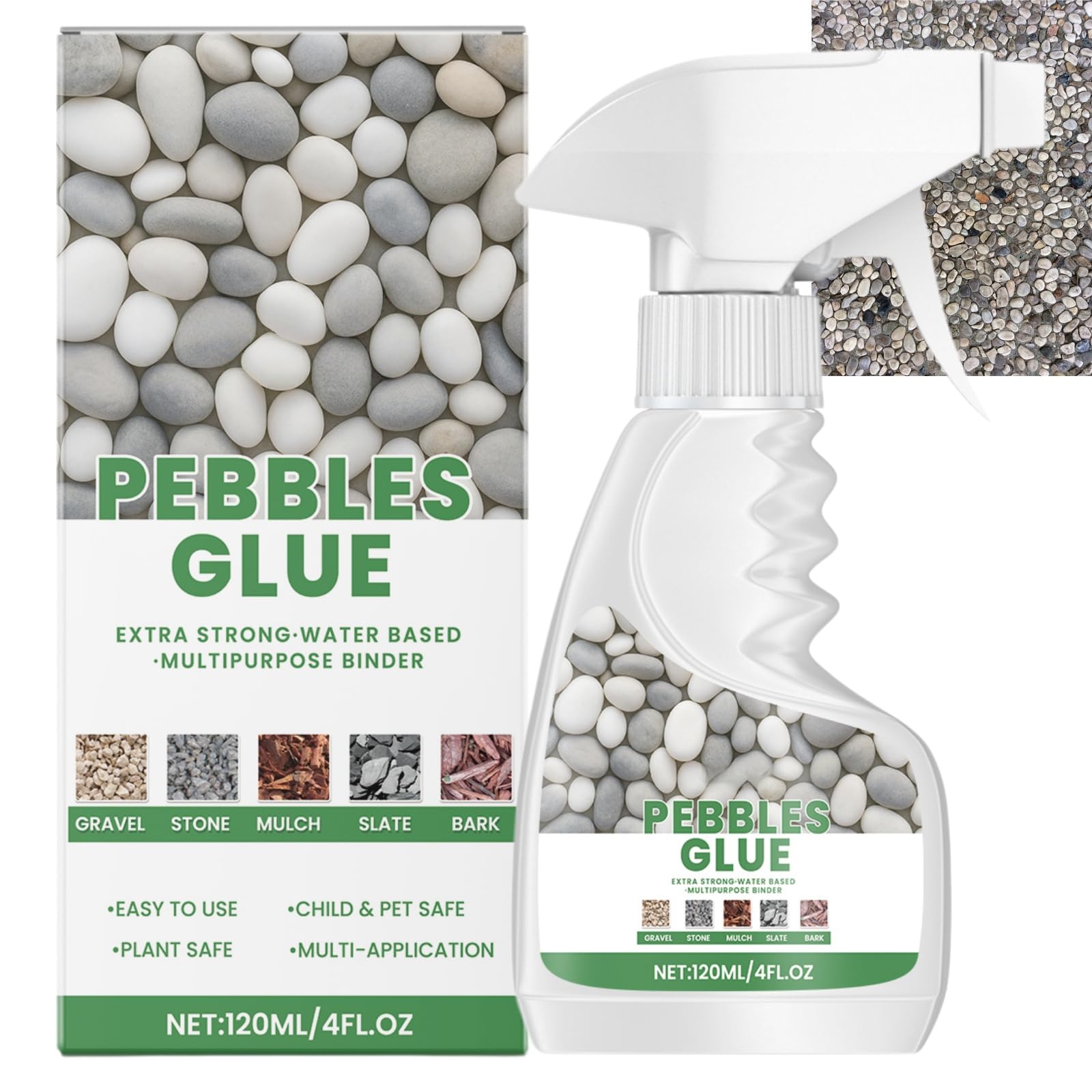 Pebble Glue,Glue Binder,Waterbased Bin/der for Pebbles & Stones on Borders,Resin Gravel Bin/der for Water-Based Stones,Bark,Patios & Garden Paths,Gravel Glue & Stone Glue Adhesive Outdoor
