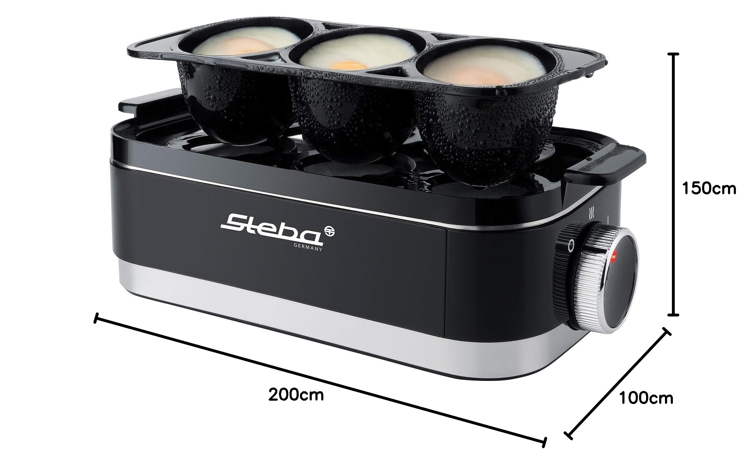 Image secondaire de Steba EK 7 Cuiseur à oeufs voyant lumineux, filaire, avec pique-œuf, avec verre doseur noir, acier inoxydable