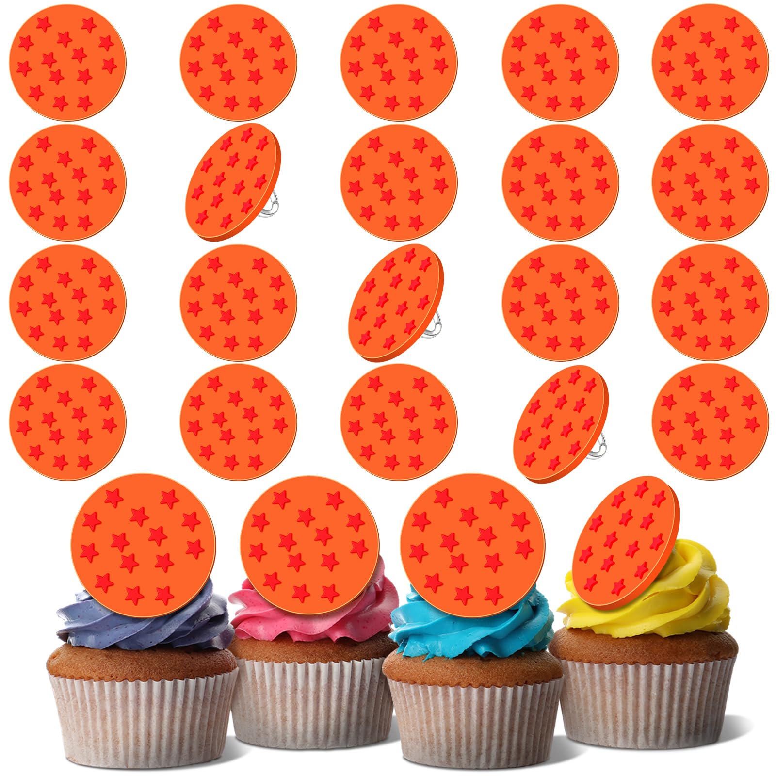 Chunful 48 Pcs Anime Cupcake Rings Toppers Cake Game Party Decoration