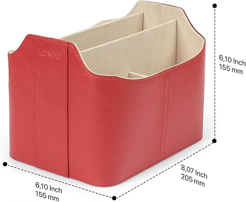 Miniatura 3 de Londo - Soporte para control remoto de cuero PU, organizador de escritorio para suministros de oficina con ranura para tableta, cepillo de