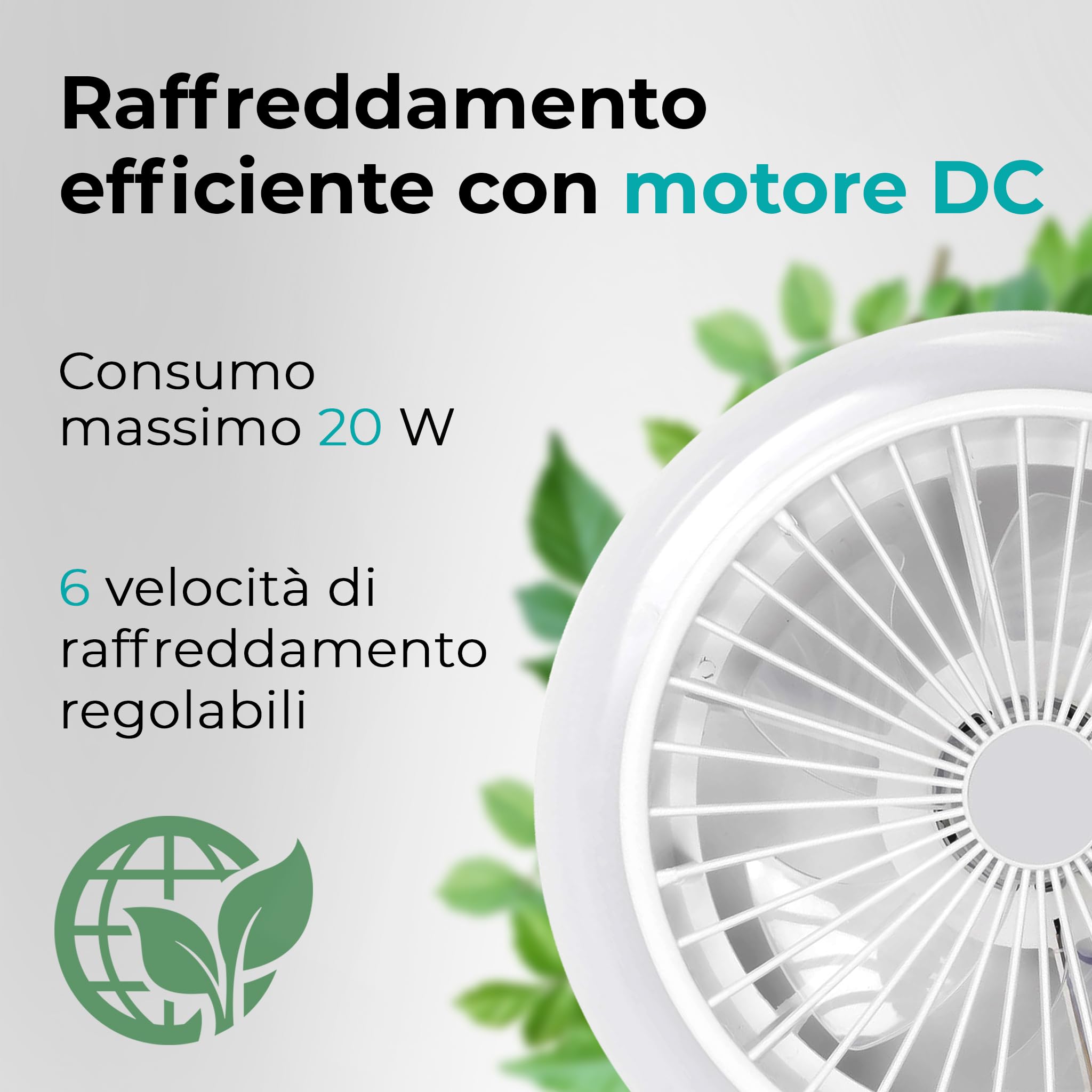 Noaton® Polaris bianco 11045W Ventilatore da soffitto, timer, paralume, telecomando, dimmerabile LED max 41 W, 3 temperature di colore, flusso d'aria fino a 60 m3/min, per camera da letto, diametro