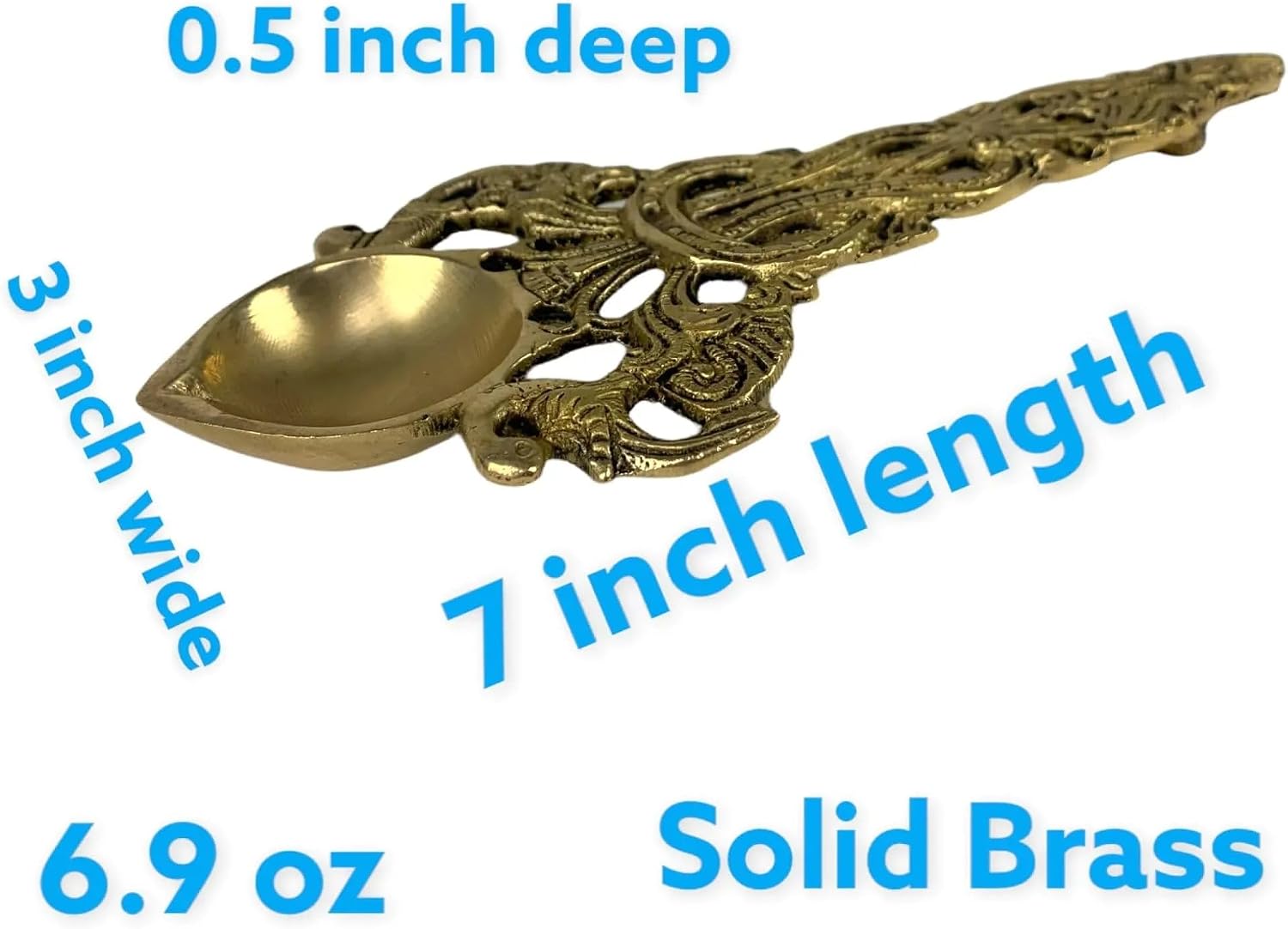 LoveNspire Brass Pooja Aarti Spoon 1 Pc Diya Twin Peacock Design Round Hawan Spoon for Pouring Ghee in Hawan Kund Diwali Gift Ethnic Indian Aarti Spoon Wedding Return Gifts Home Temple Decor