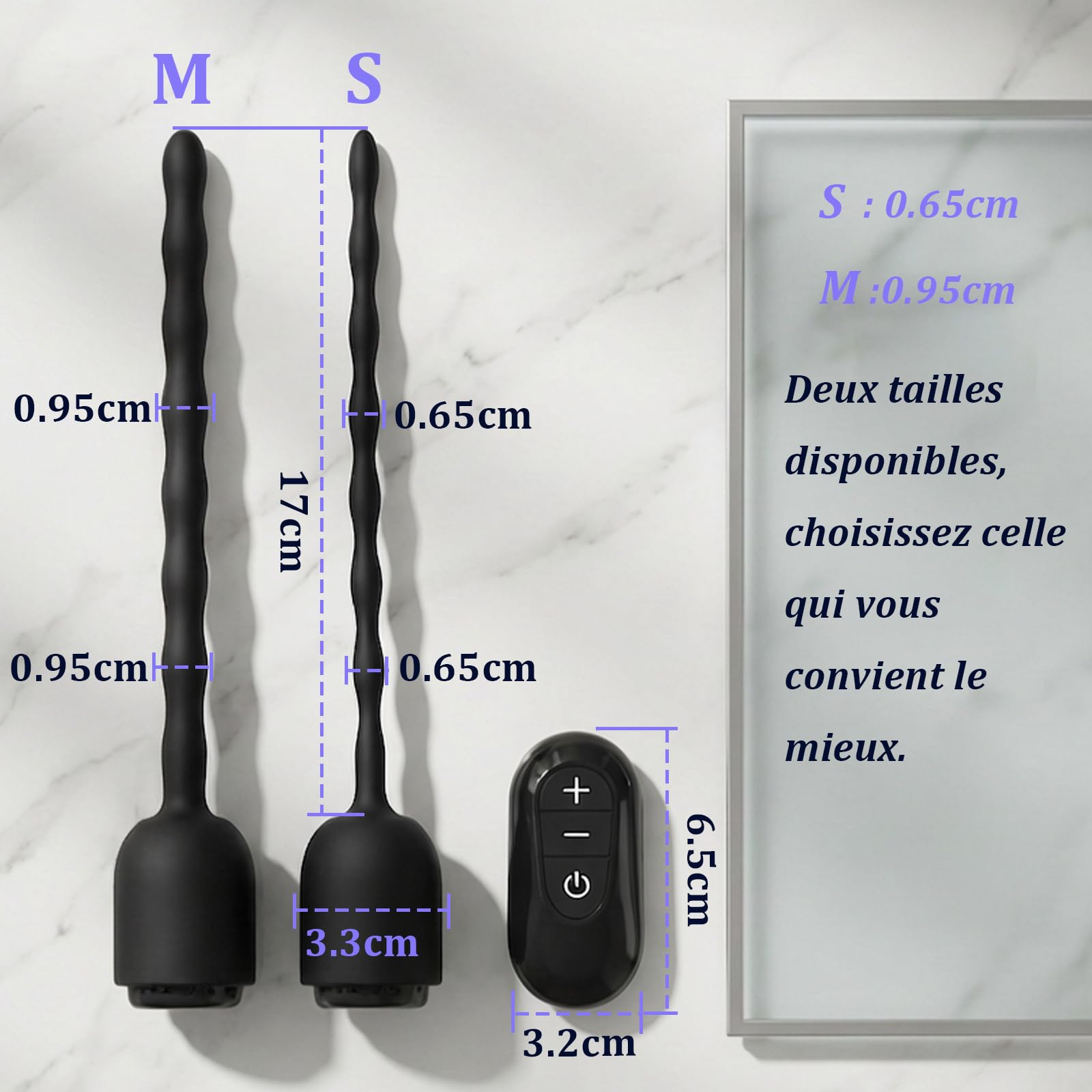 Électrostimulation Plug Uretre Dilatateur Urétral Electro-Stimulation et Silicone Prostate Masturbation Dilatateurs Urétraux pour Homme Électrique Stimulante Sonde Uretre Pénis Jouet Sexuel, 6.5mm