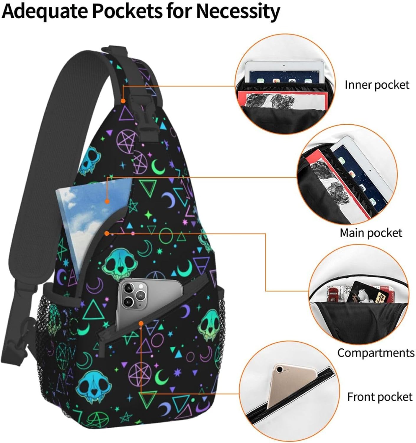 VOOHDDY Crossbody Bag For Women Men Travel Hiking Backpack Sling Shoulder Chest Bags Casual Daypack Purse Sport