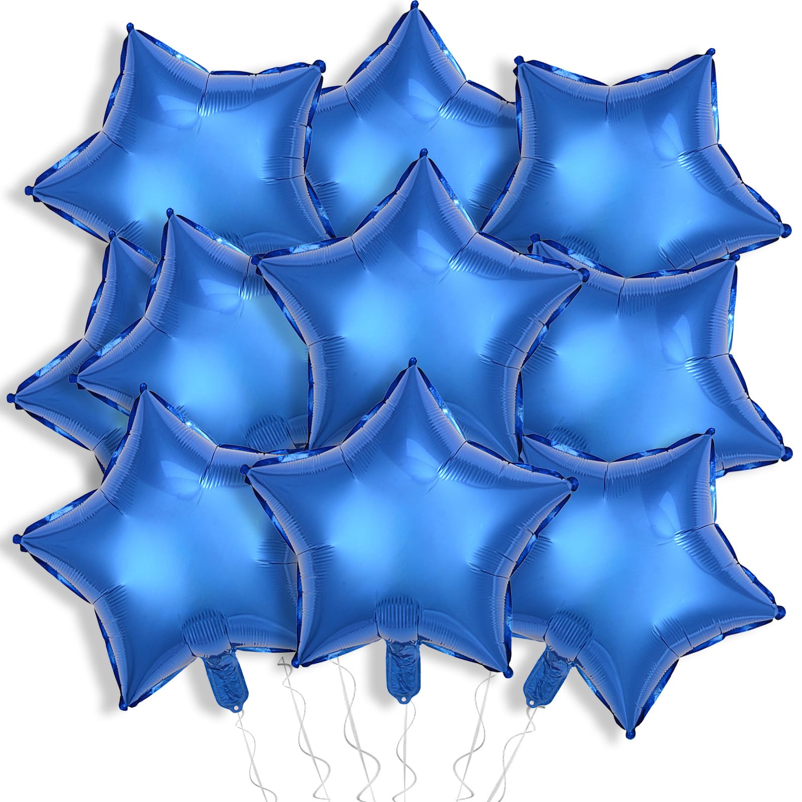 KALOR 18 Inch Blue Star Mylar Balloons, 10 Pcs Star Shape Foil Balloon Helium Balloons for Wedding, Baby Shower, Birthday Party Decorations
