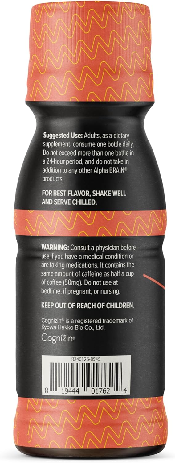ONNIT Alpha Brain Focus Shot, Peach Flavor, Nootropic Dietary Supplement Drink That Supports Energy, Focus, and Mood, IGEN™ Non-GMO Tested, 2.5 fl oz, 6 Count - Image 3