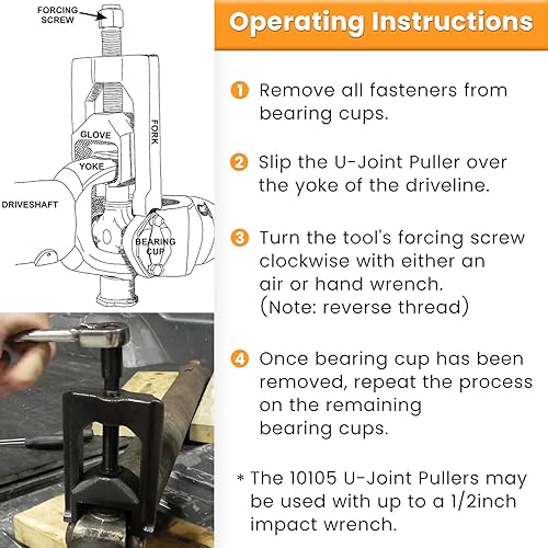 Vista 5 de E-cowlboy 10105 Extractor de juntas en U automotriz (clase 1-3) Extractor universal de juntas en U Herramienta de prensa para camiones, automóviles