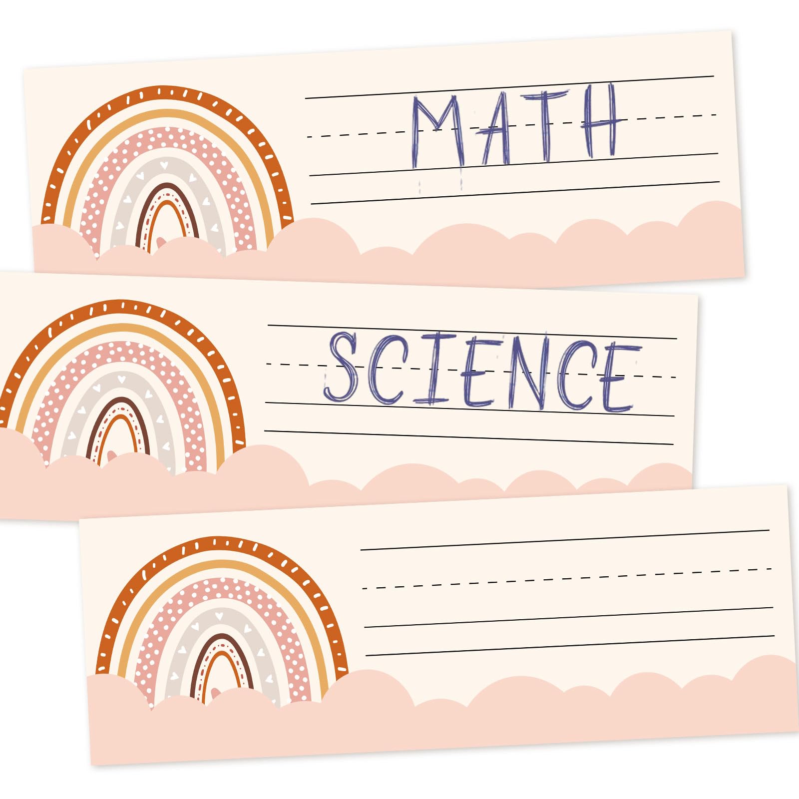 FYSUIMU 25Pcs Boho Rainbow Desk Name Tags for Classroom Teacher Nameplates Student Name Labels for Preschool Kindergarten Student Desk, 9 x 3 Inch